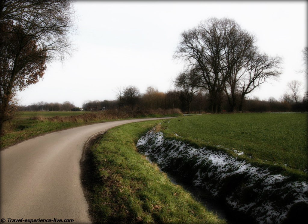 Country road in the Camping region, Belgium.