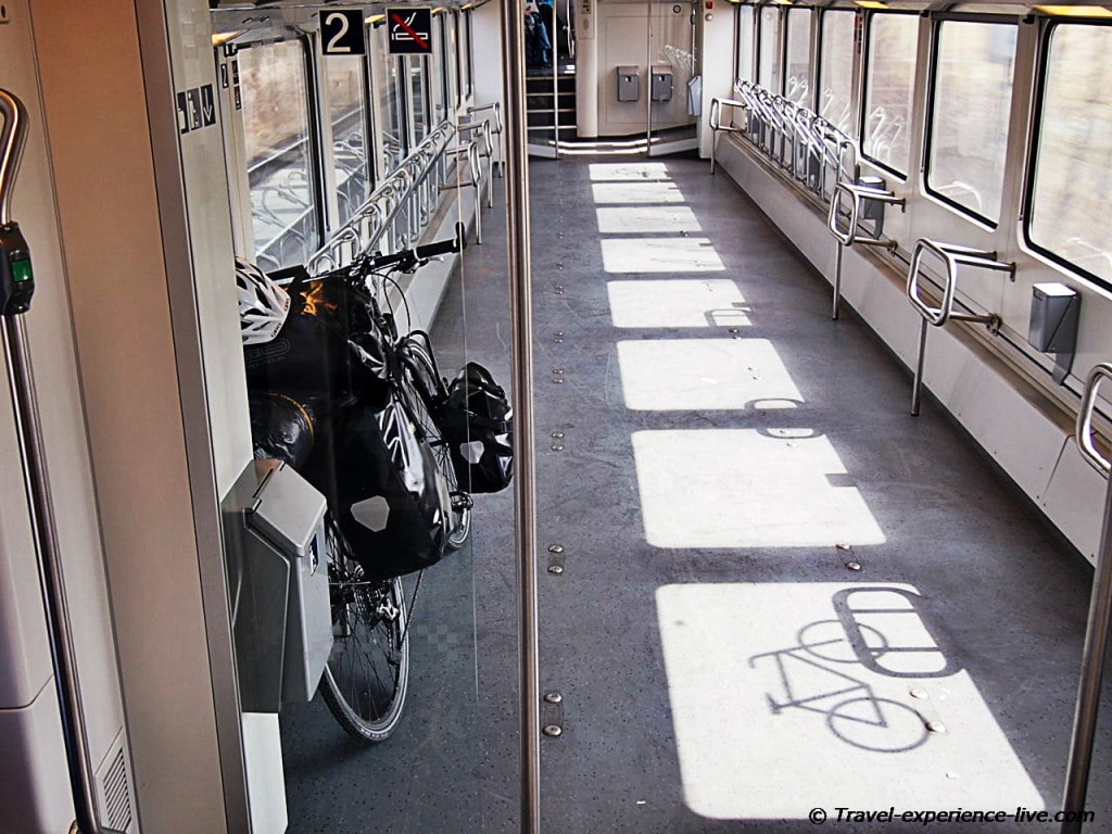Bicycle on train in Germany.