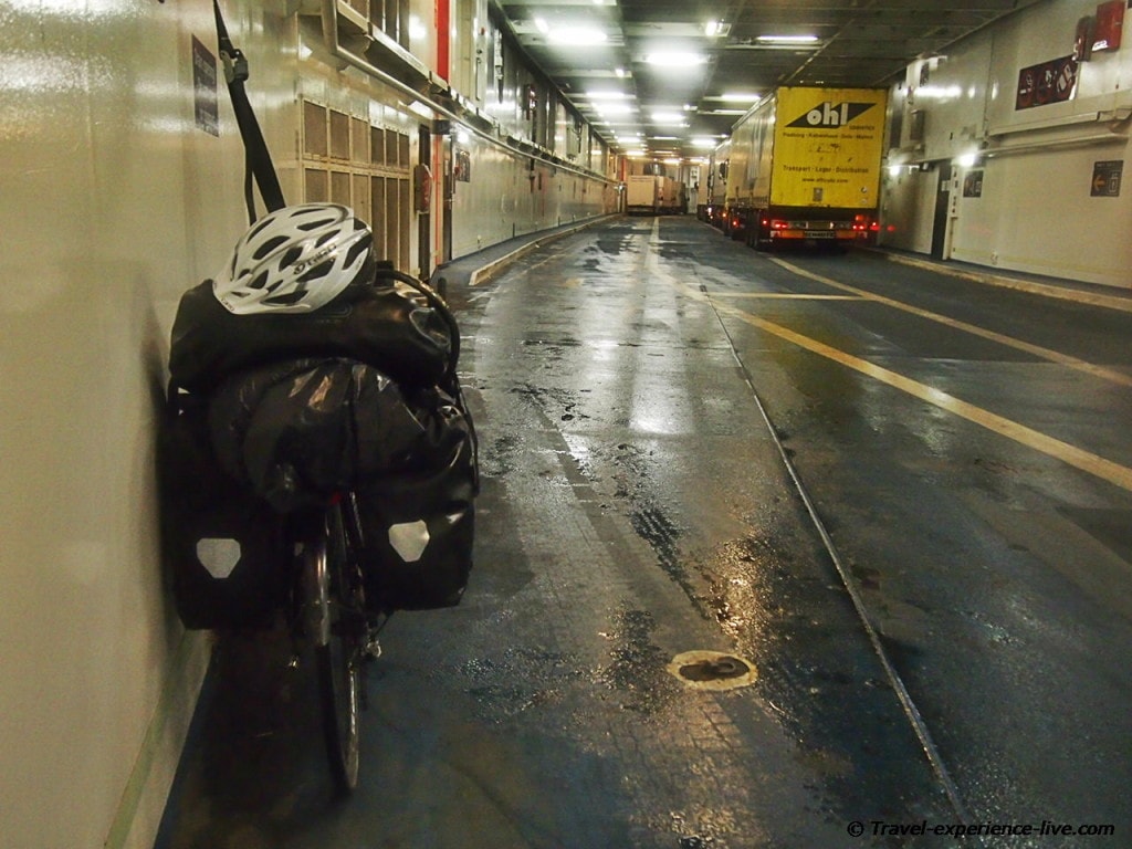 Bicycle on the ferry in Puttgarden.