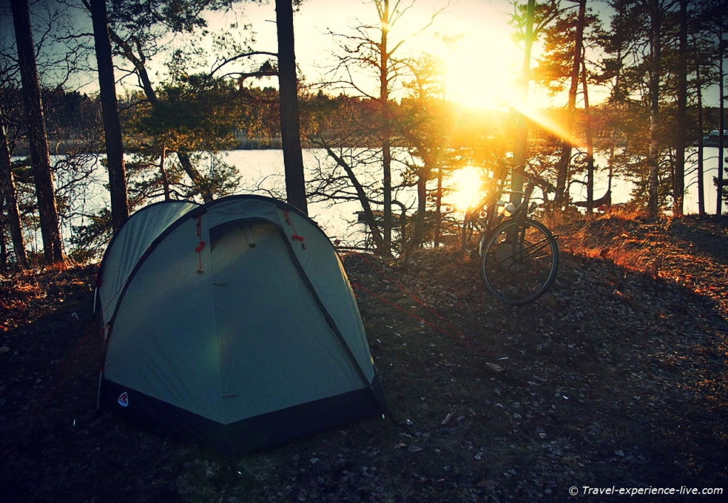Wild camping in Sweden.