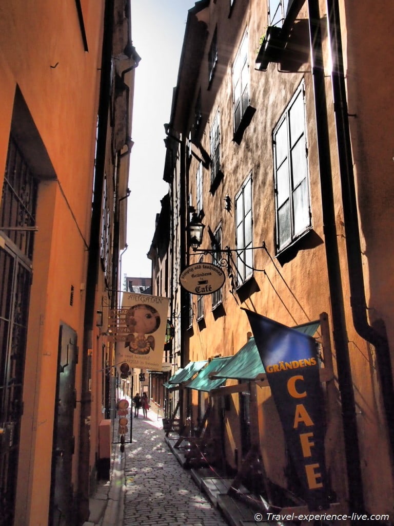 Small alleyways in Stockholm, Sweden.