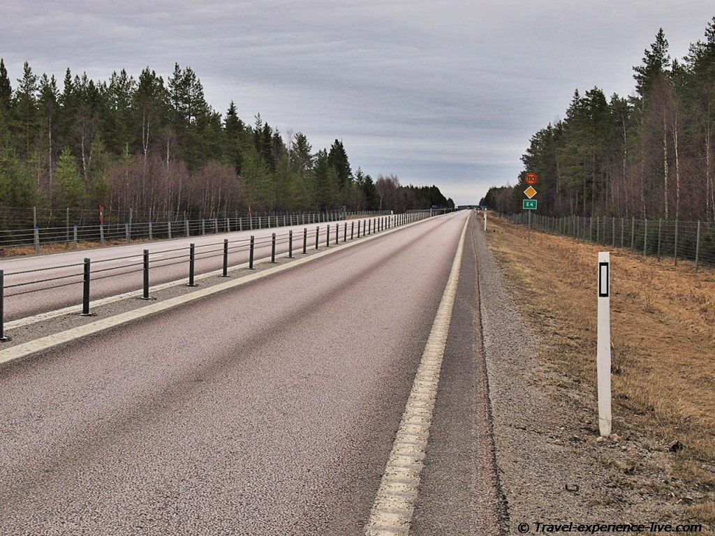 Cycling on the E4, Sweden.