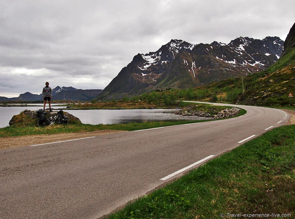 Cycling in the Lofoten, Norway.