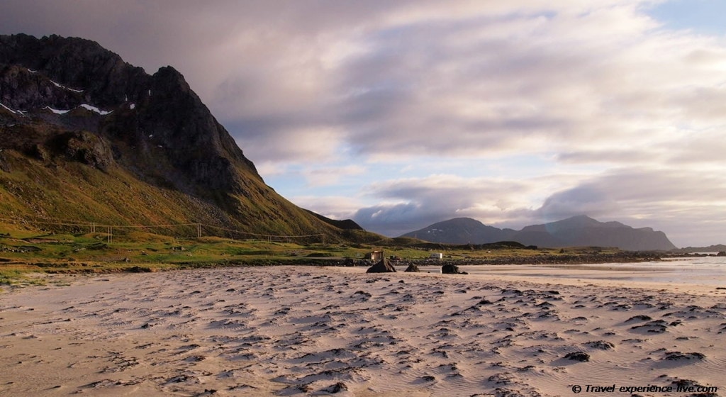 Beach sunset on the Lofoten Islands, Norway.