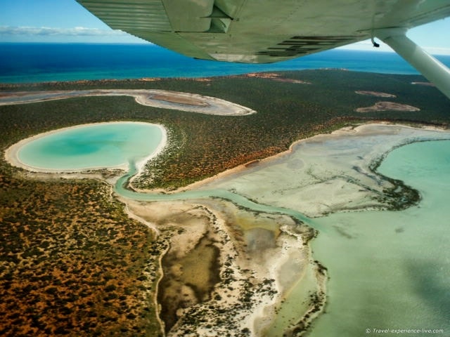 Flying over Shark Bay in Western Australia