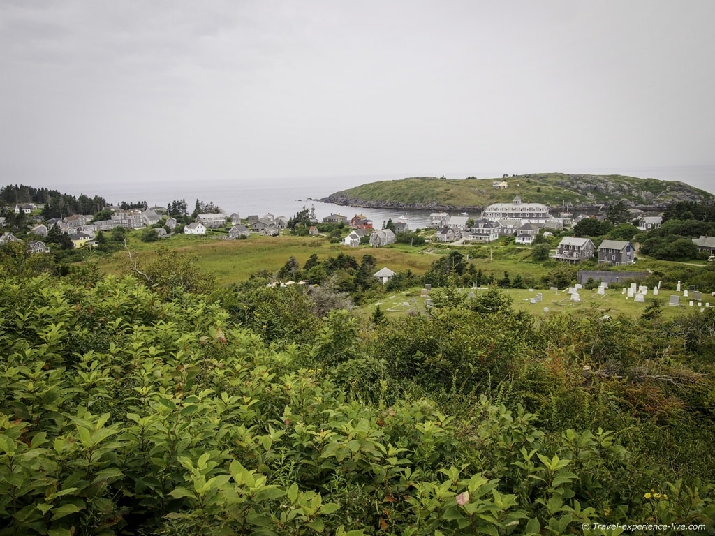 Monhegan Island village, seen from the lighthouse, Maine.
