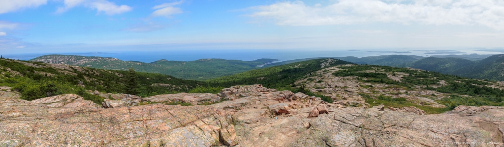 Panoramic view from Cadillac Mountain's summit.