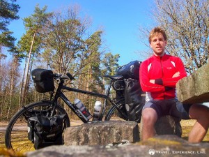 Posing for a picture on the roadside, southern Sweden