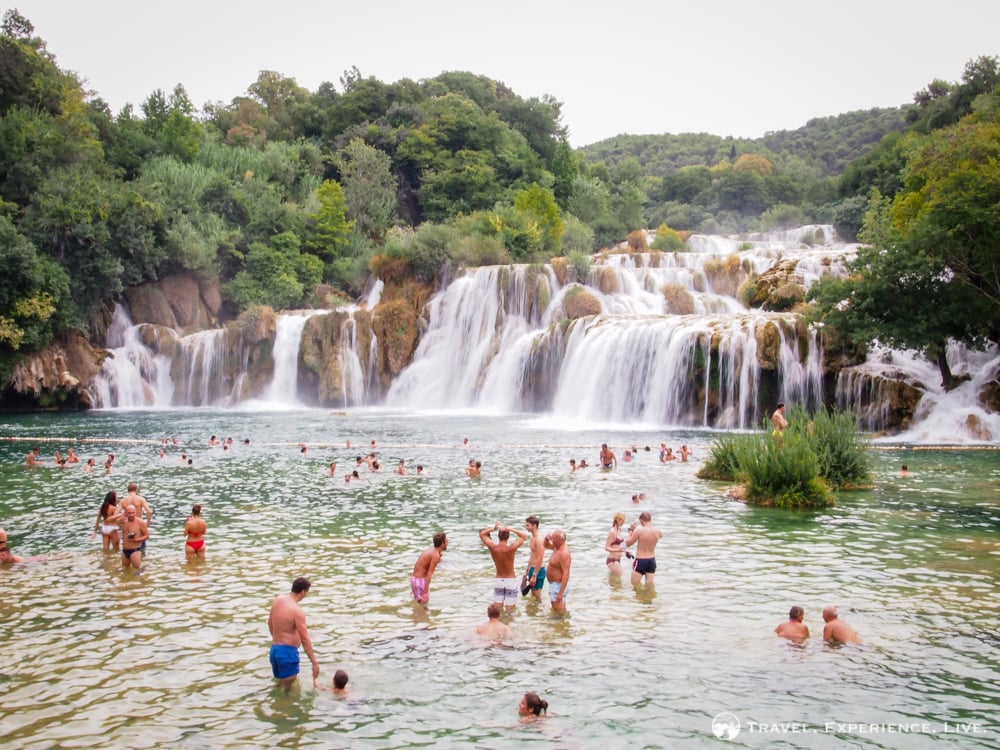 Swimming at Skradinski Buk waterfall, Krka National Park