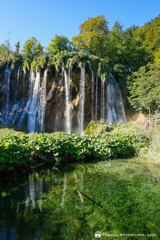 Tall waterfall in Plitvice Lakes National Park