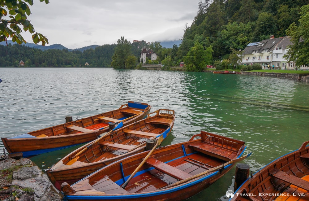 Wooden boats on Lake Bled