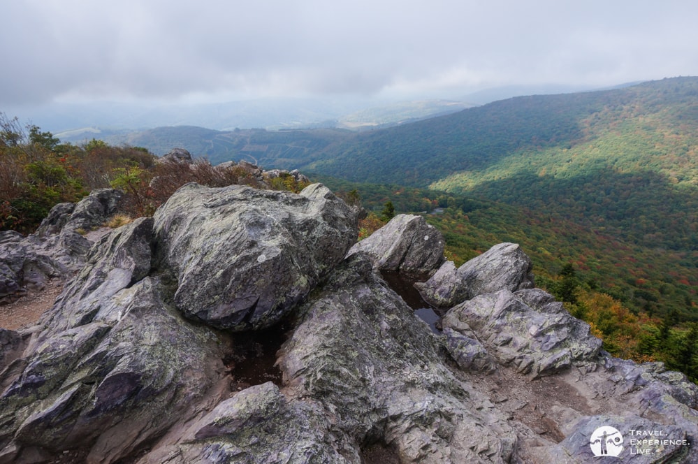 View from Big Pinnacle, hiking in Grayson Highlands State Park