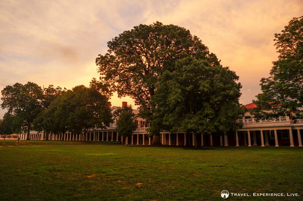 Sunset over the Academical Village at the University of Virginia