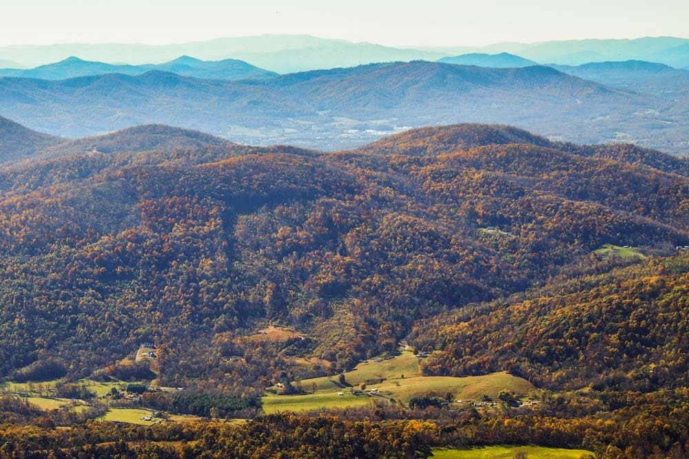 Blue Ridge Mountains seen from Sharp Top, Virginia