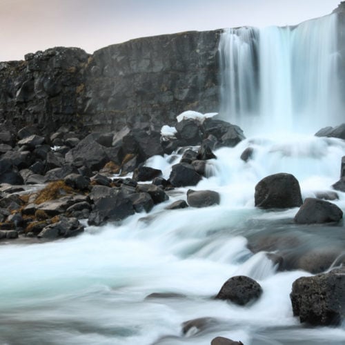 Öxarárfoss waterfall in Thingvellir National Park, Iceland