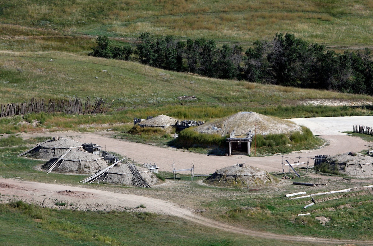Native American earthlodge village at New Town