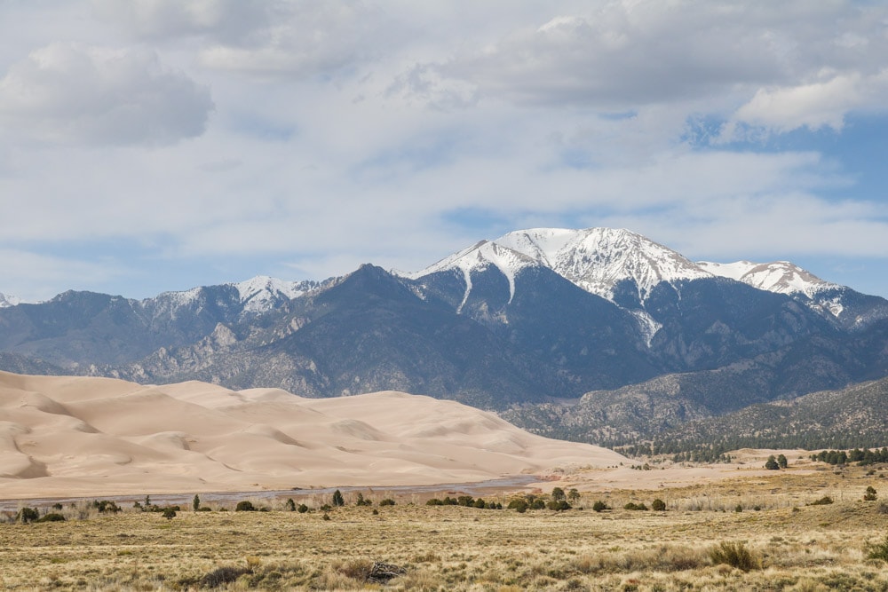 Sand dunes and Sangre de Cristo Mountains, Great Sand Dunes National Park, Colorado