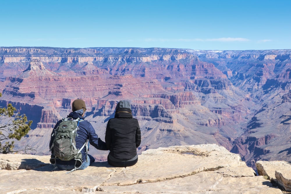 Couple holding hands, Grand Canyon National Park, Arizona