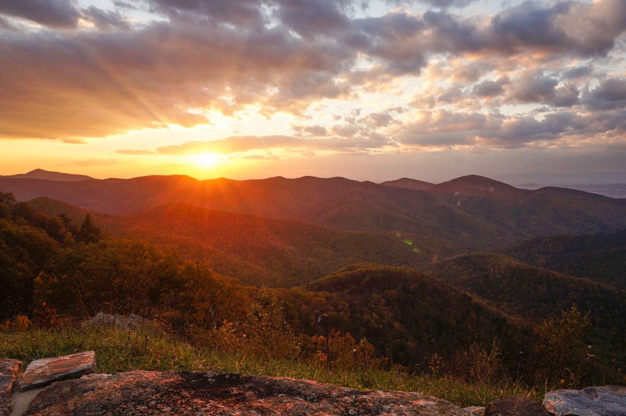 Rockytop Overlook Sunset in Shenandoah National Park, Virginia