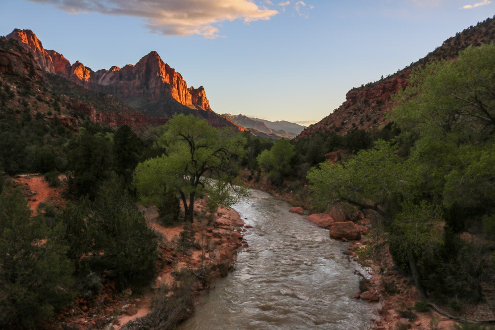 Virgin River and the Watchman, Zion National Park, Utah
