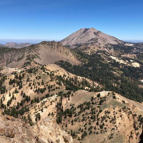 Lassen Peak seen from Brokeoff Mountain summit, Lassen Volcanic National Park, California