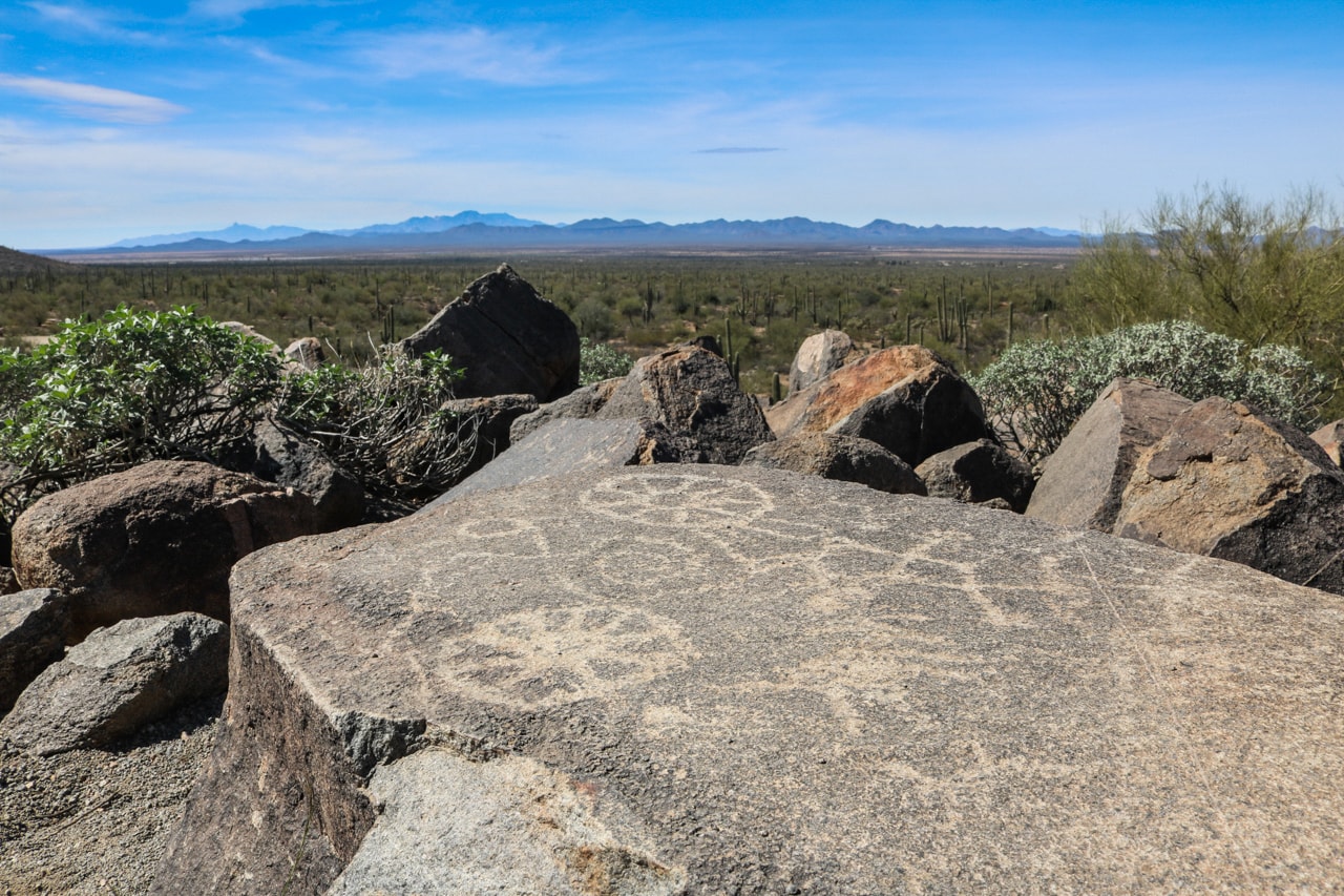 Native American petroglyphs in Saguaro National Park, Arizona