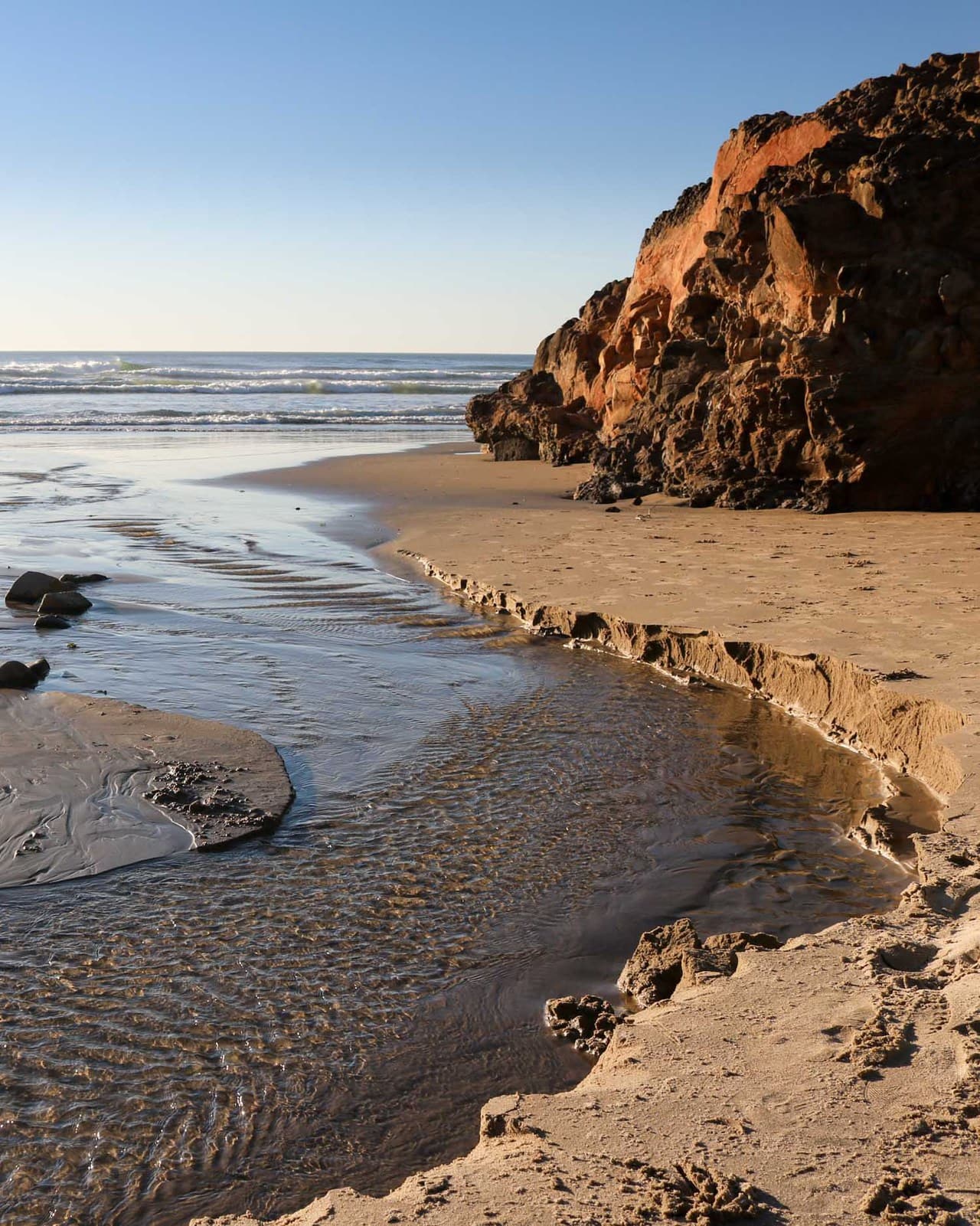 Cape Lookout State Park river and rocks on beach, Oregon Coast State Parks