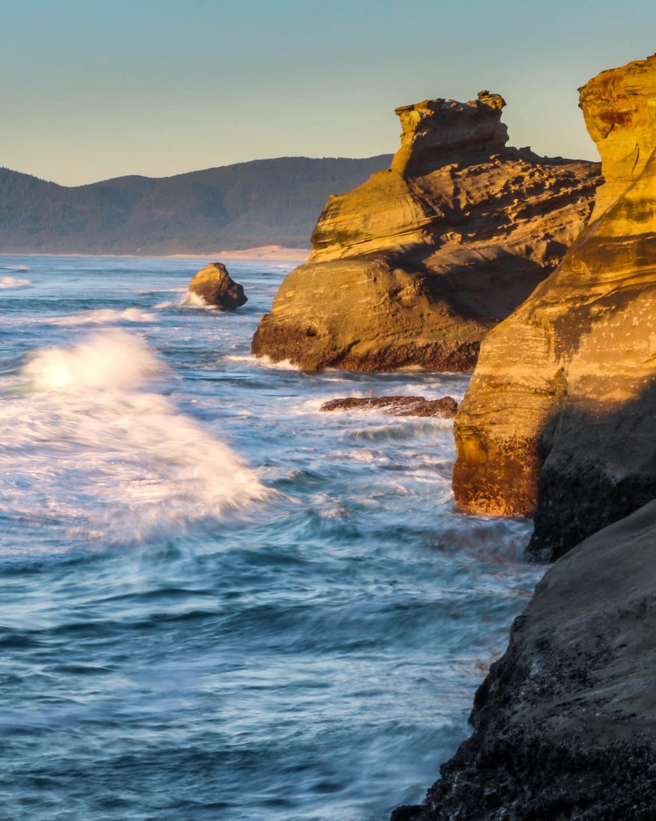 Waves at Cape Kiwanda, northern Oregon Coast state parks