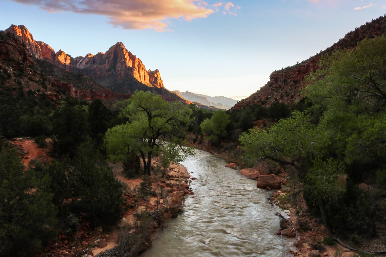 Virgin River and the Watchman, Zion National Park