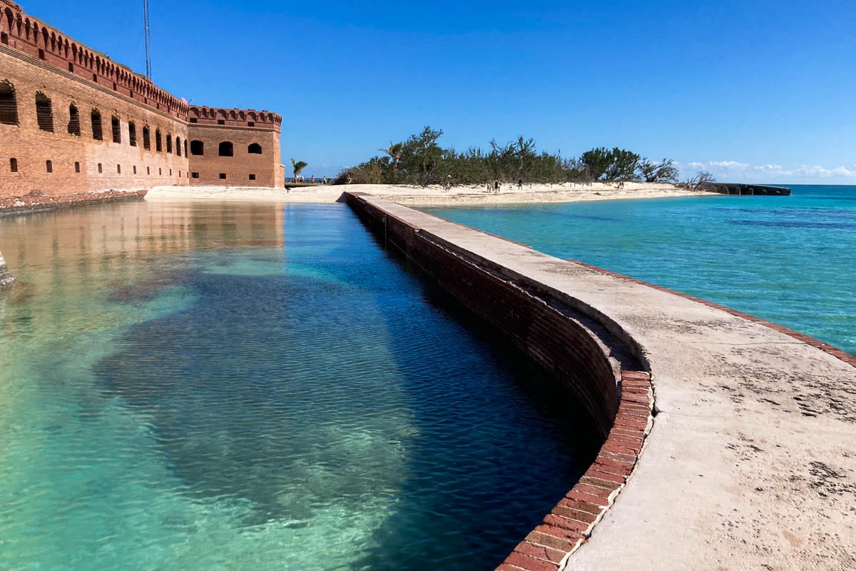 South Swim Beach and Moat at Fort Jefferson in Dry Tortugas National Park, Florida
