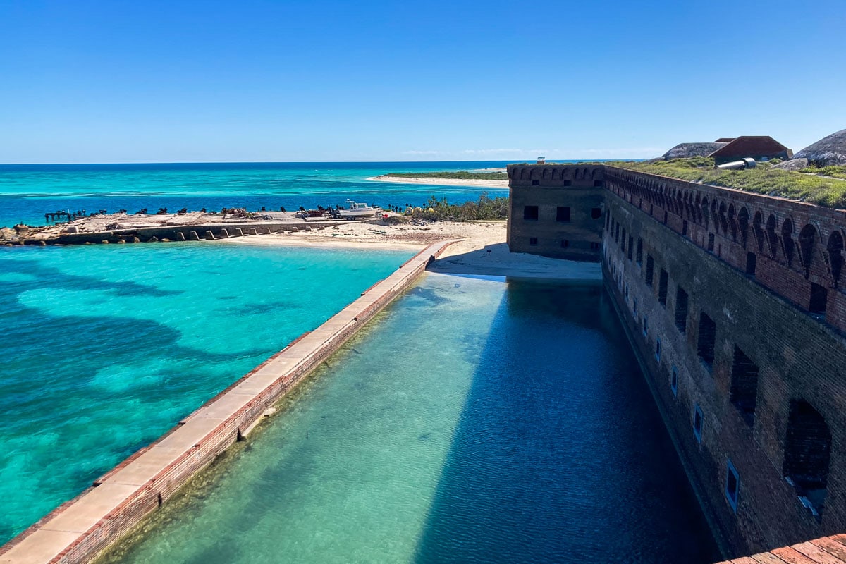 View from top of Fort Jefferson in Dry Tortugas National Park, Florida