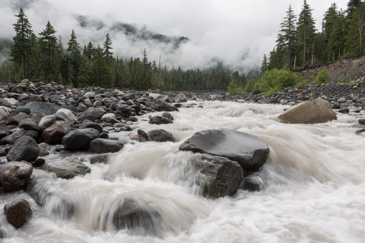 Nisqually River cascades in Mount Rainier National Park, Washington