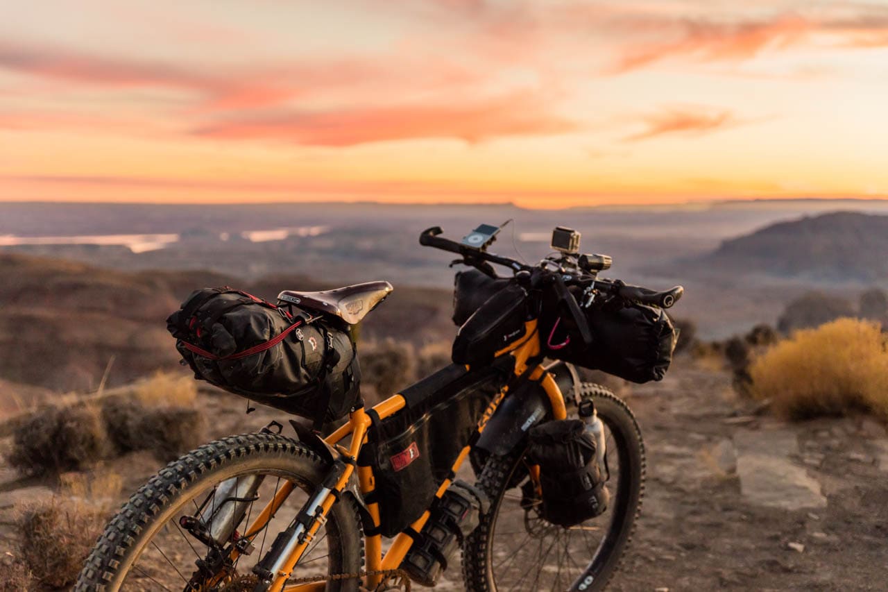 Mountain bike at sunset