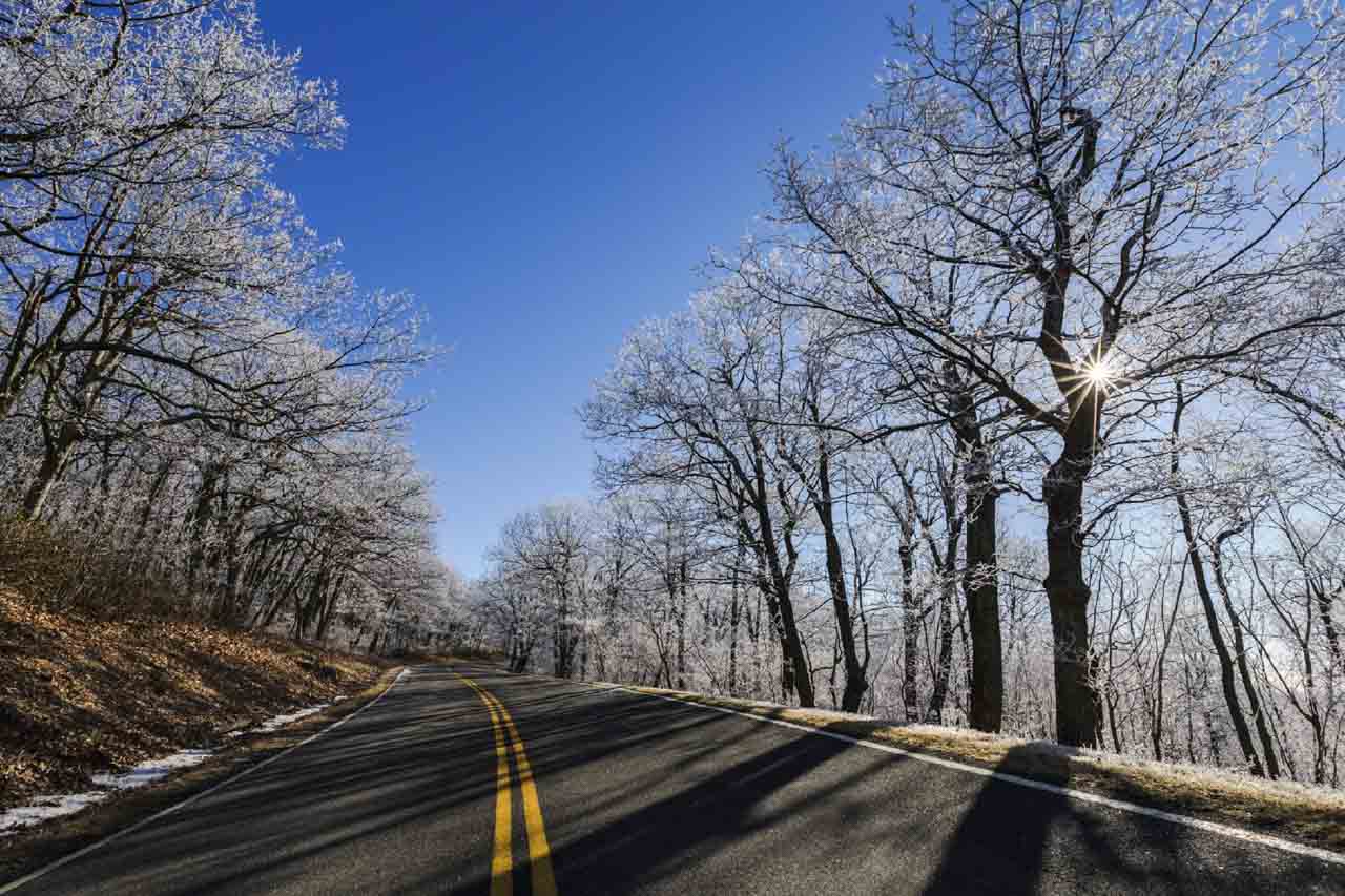 Snow on Skyline Drive, Shenandoah National Park in Winter, Virginia