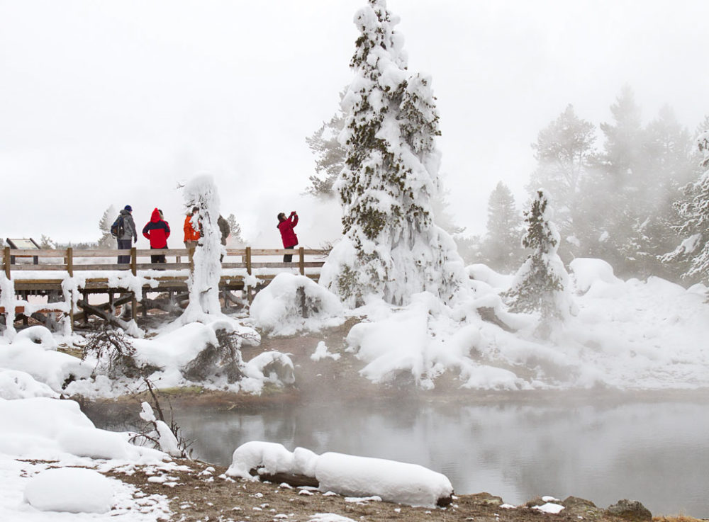 Yellowstone hot springs in winter - Photo credit NPS