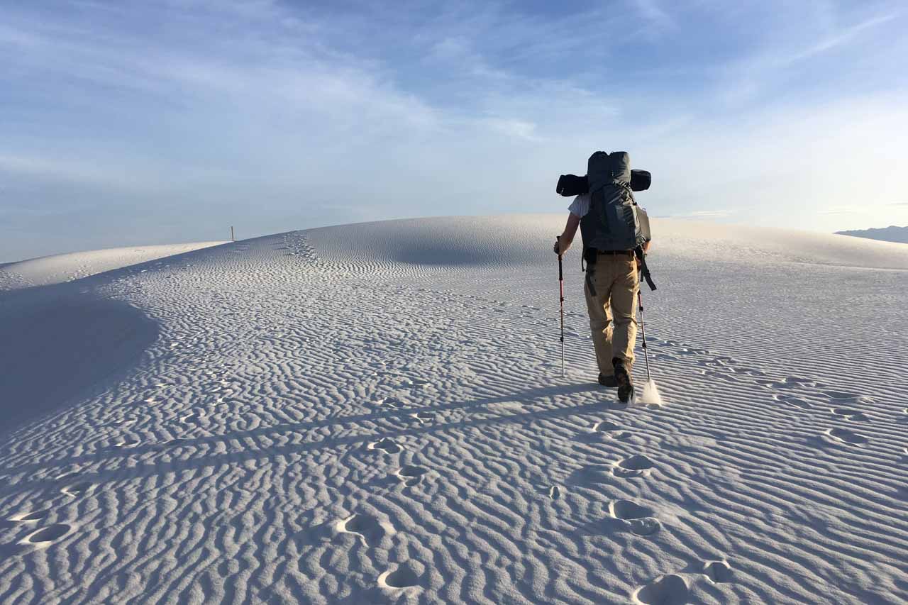 Hiker in White Sands National Park, New Mexico