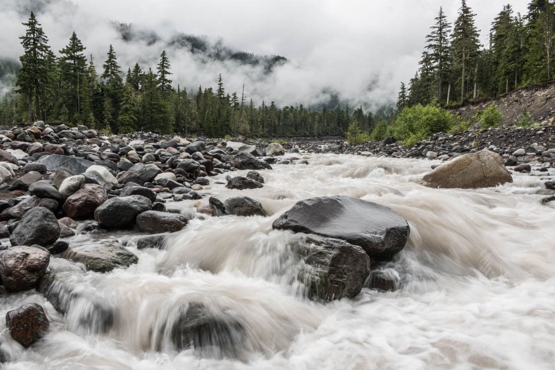 Nisqually River cascades in Mount Rainier National Park, Washington