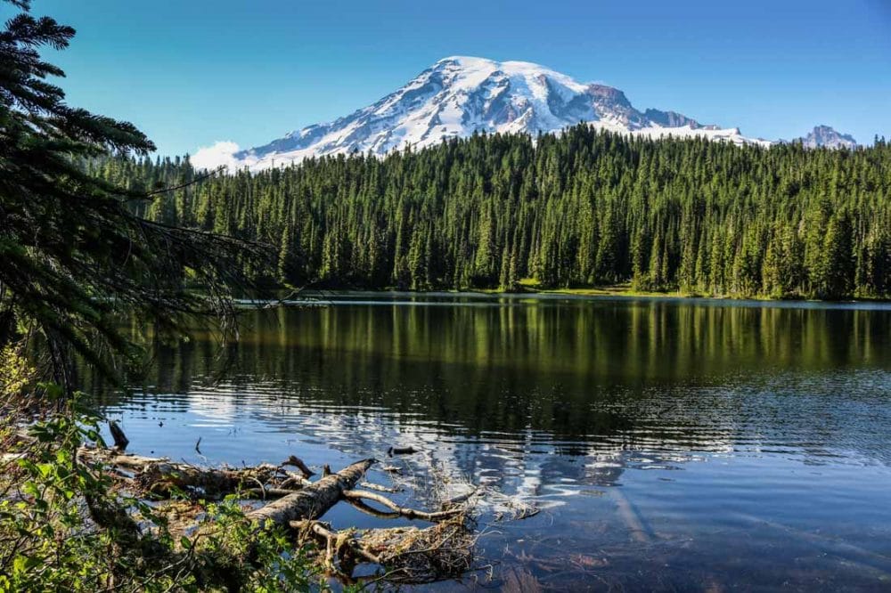 Reflection Lakes along the long-distance Wonder Trail, Mount Rainier National Park, Washington