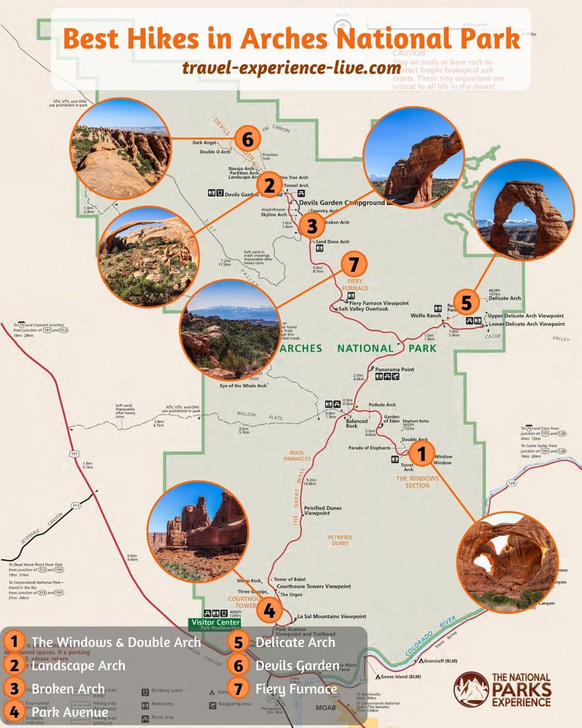 Best Arches National Park Hiking Trails Map