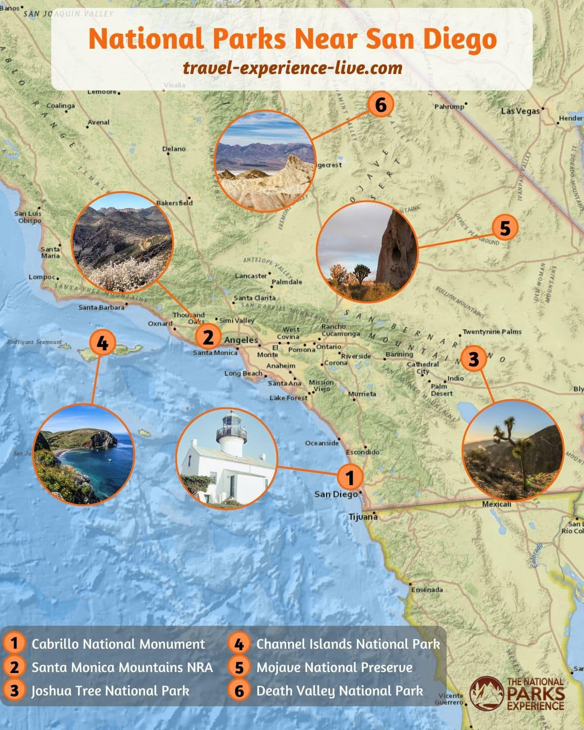 San Diego National Parks and Monuments Map