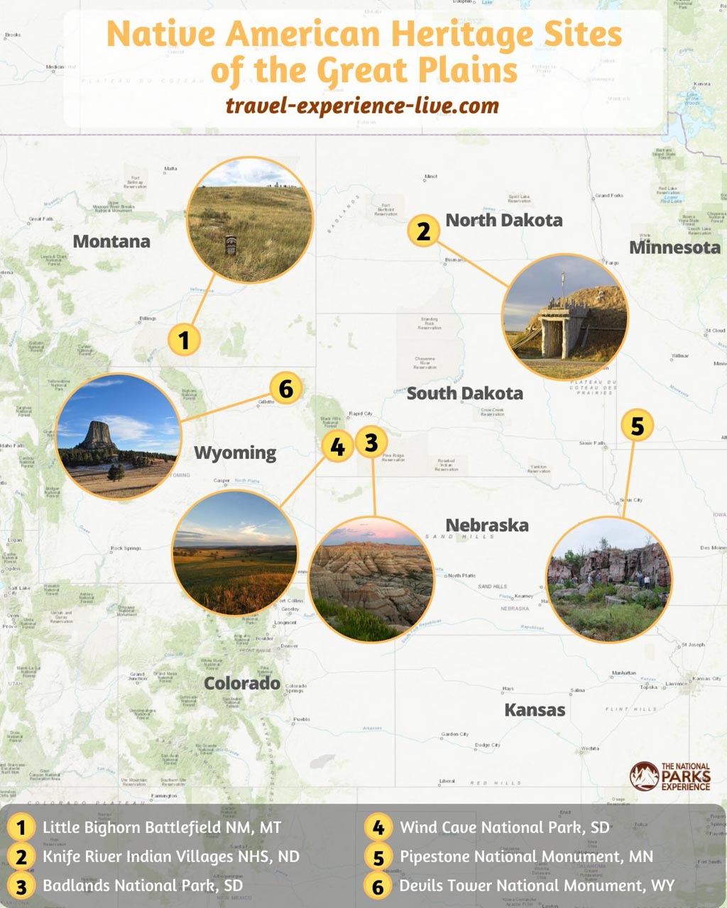 Native American Heritage Sites in Great Plains National Parks Map