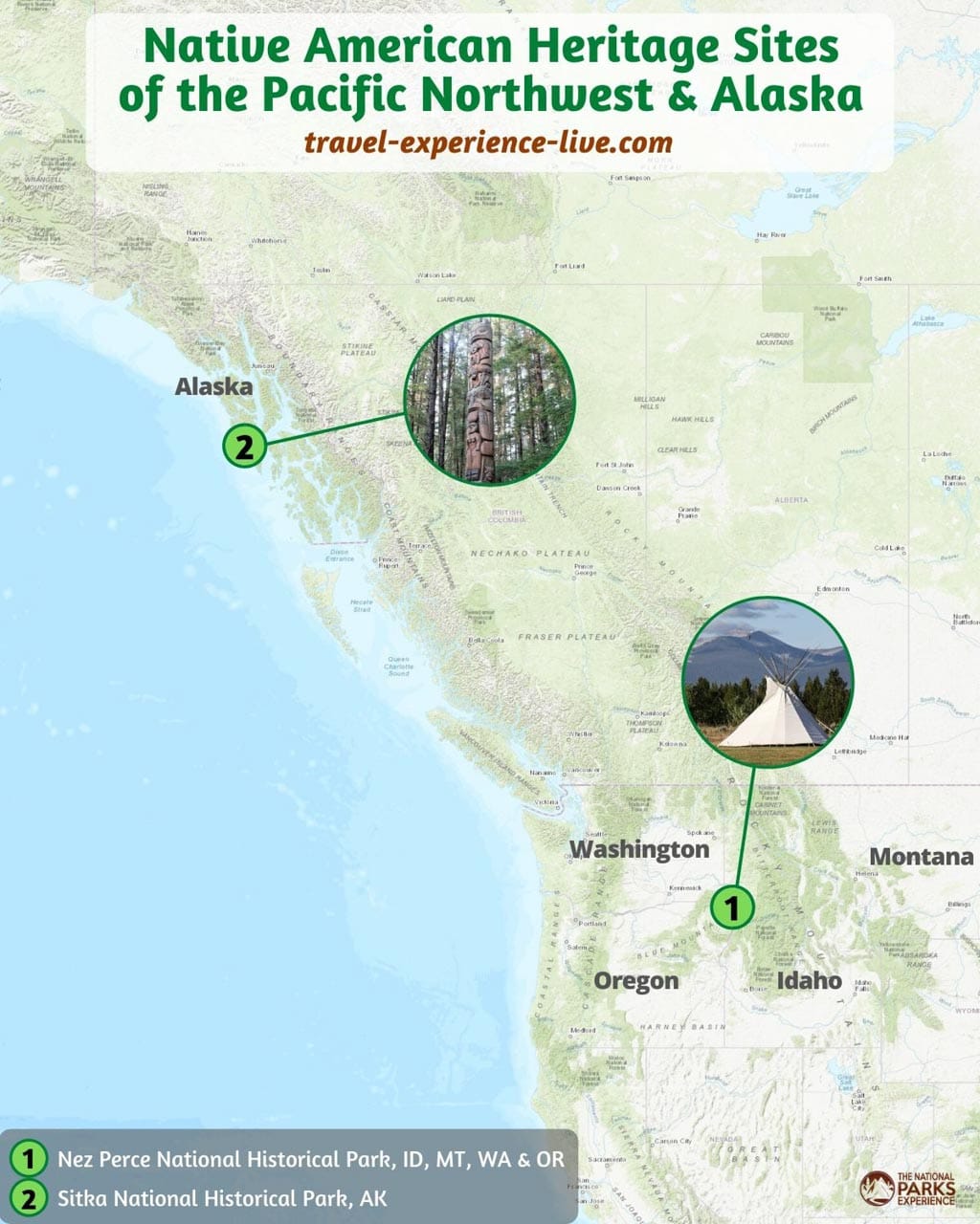 Native American Heritage Sites in Pacific Northwest Alaska National Parks Map