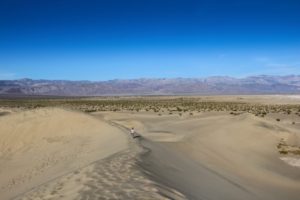 Hiker in Mesquite Flat Sand Dunes, Death Valley National Park