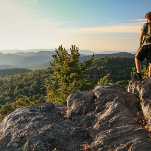 Hiker in Shenandoah National Park - The Point Overlook