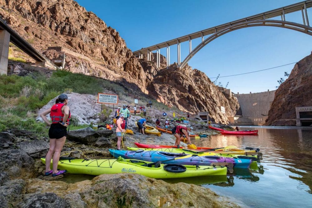 Kayaking at Hoover Dam, Lake Mead National Recreation Area, Nevada - Credit NPS Andrew Cattoir