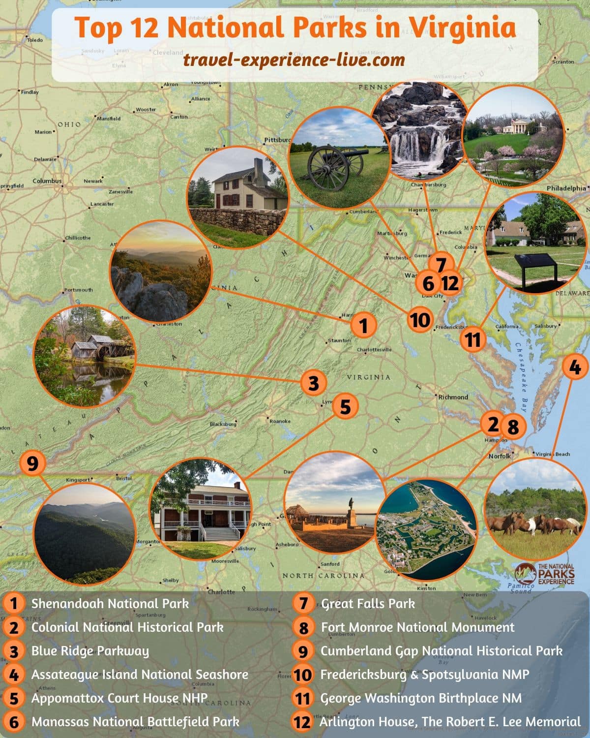 National Parks in Virginia Map