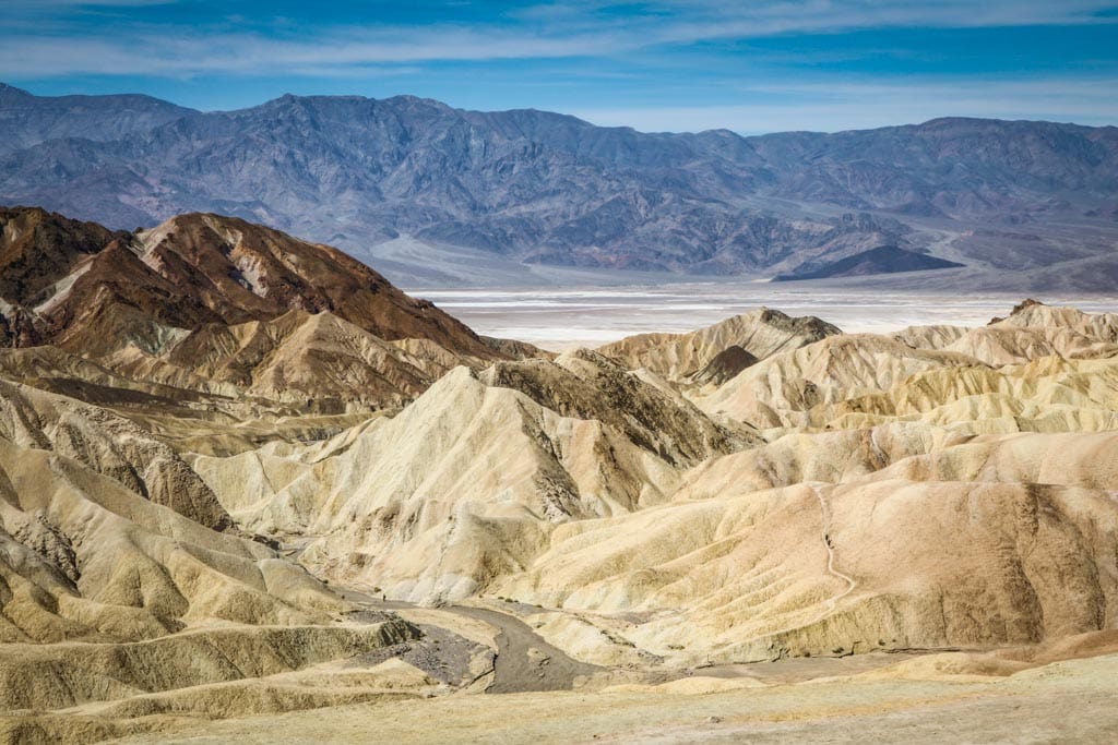 Zabriskie Point hikers, Death Valley National Park, Southern California