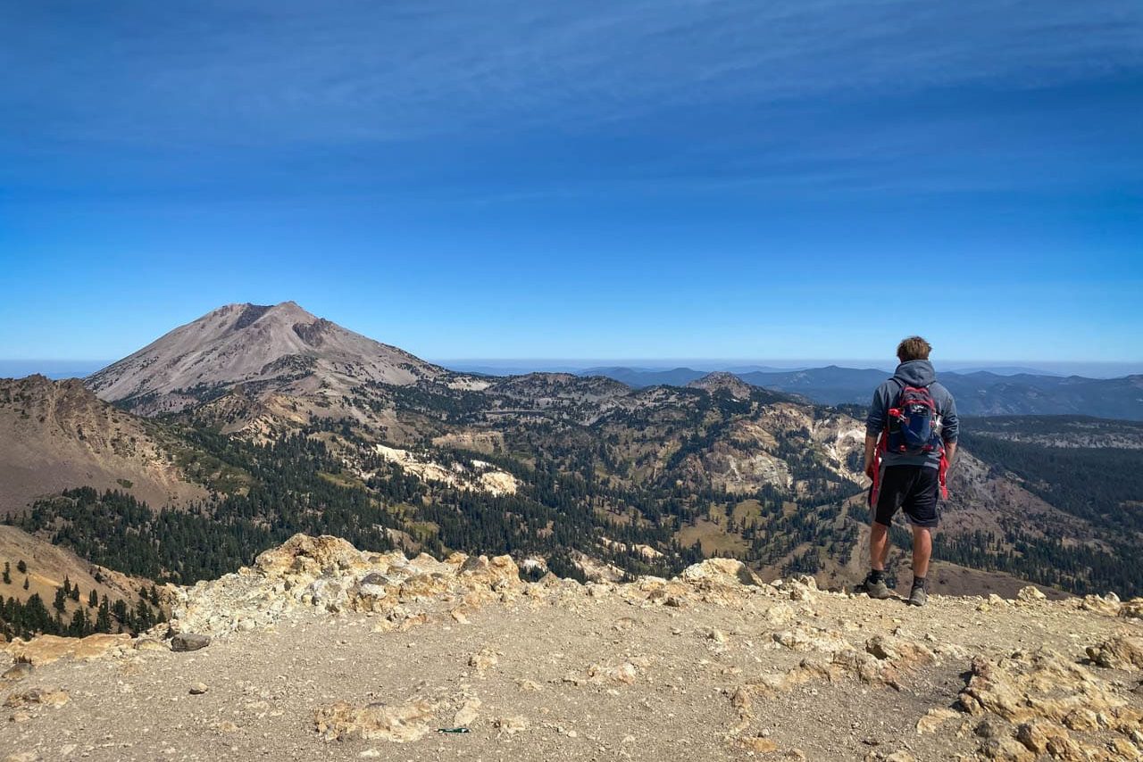 Brokeoff Mountain summit hiker Bram, Lassen Volcanic National Park, California - Pacific Northwest National Parks