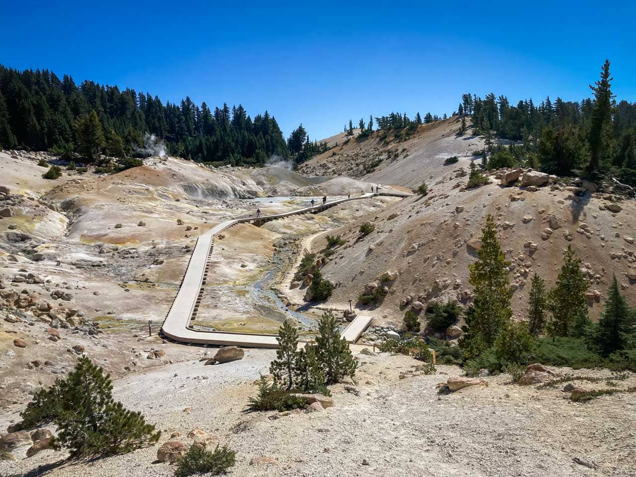 Bumpass Hell Boardwalk in Lassen Volcanic National Park, California