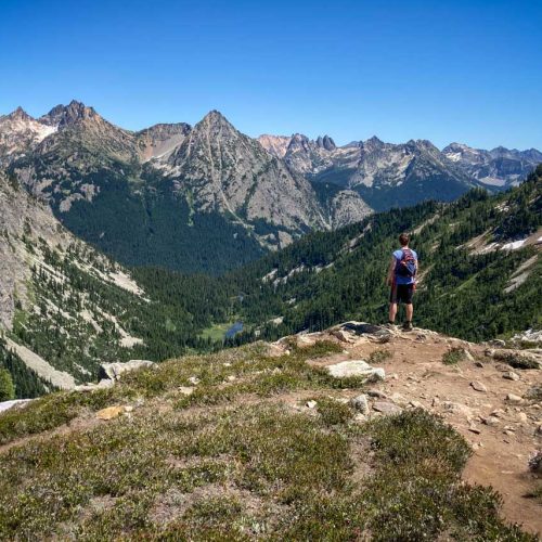 Maple Pass Loop hiker Bram, North Cascades, Washington State